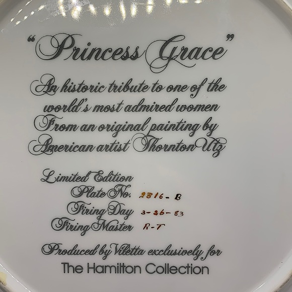 Vintage Limited Edition Princess Grace plate from The Hamilton Collection - Picture 3 of 3
